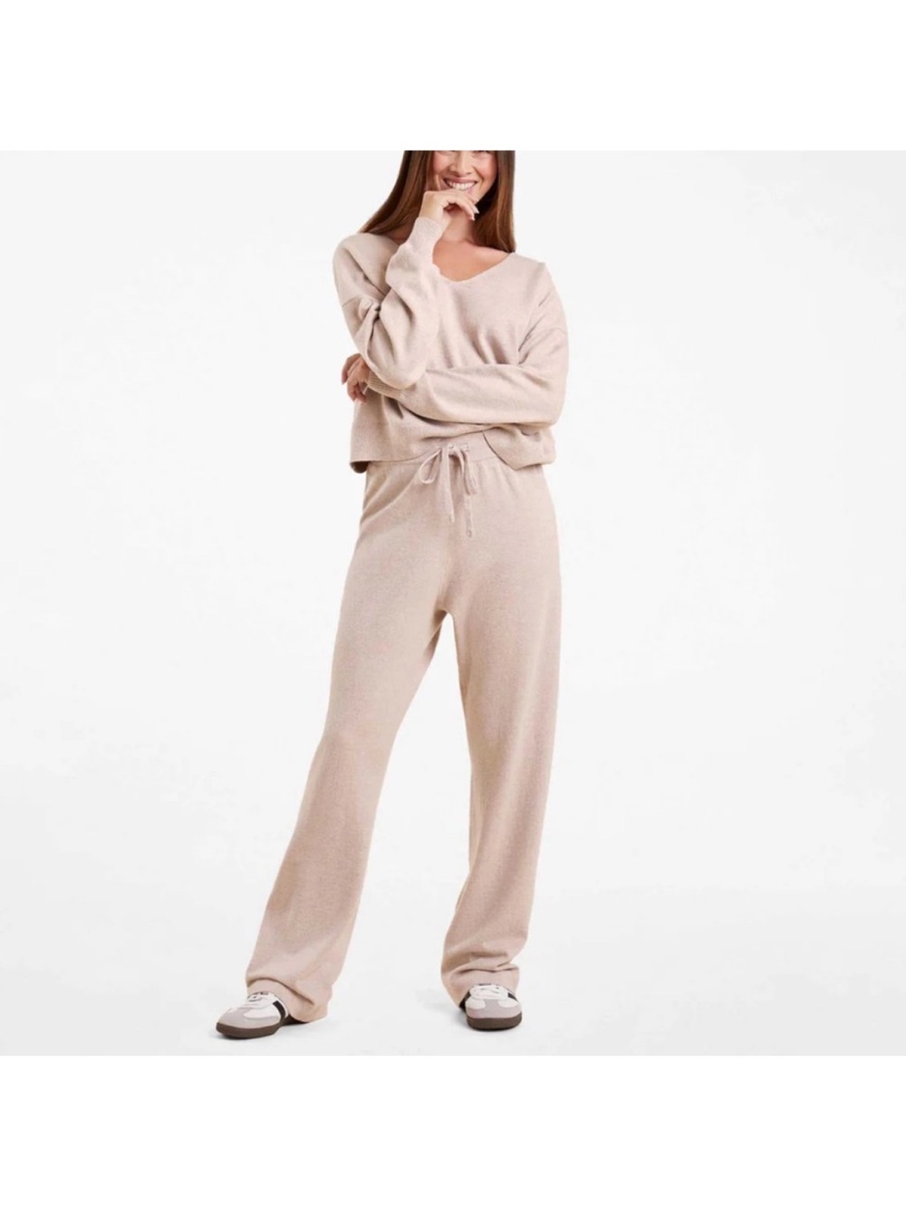 NUUDS Luxe Knit Wide leg pants Cotton Blend straight leg relaxed sweatpants